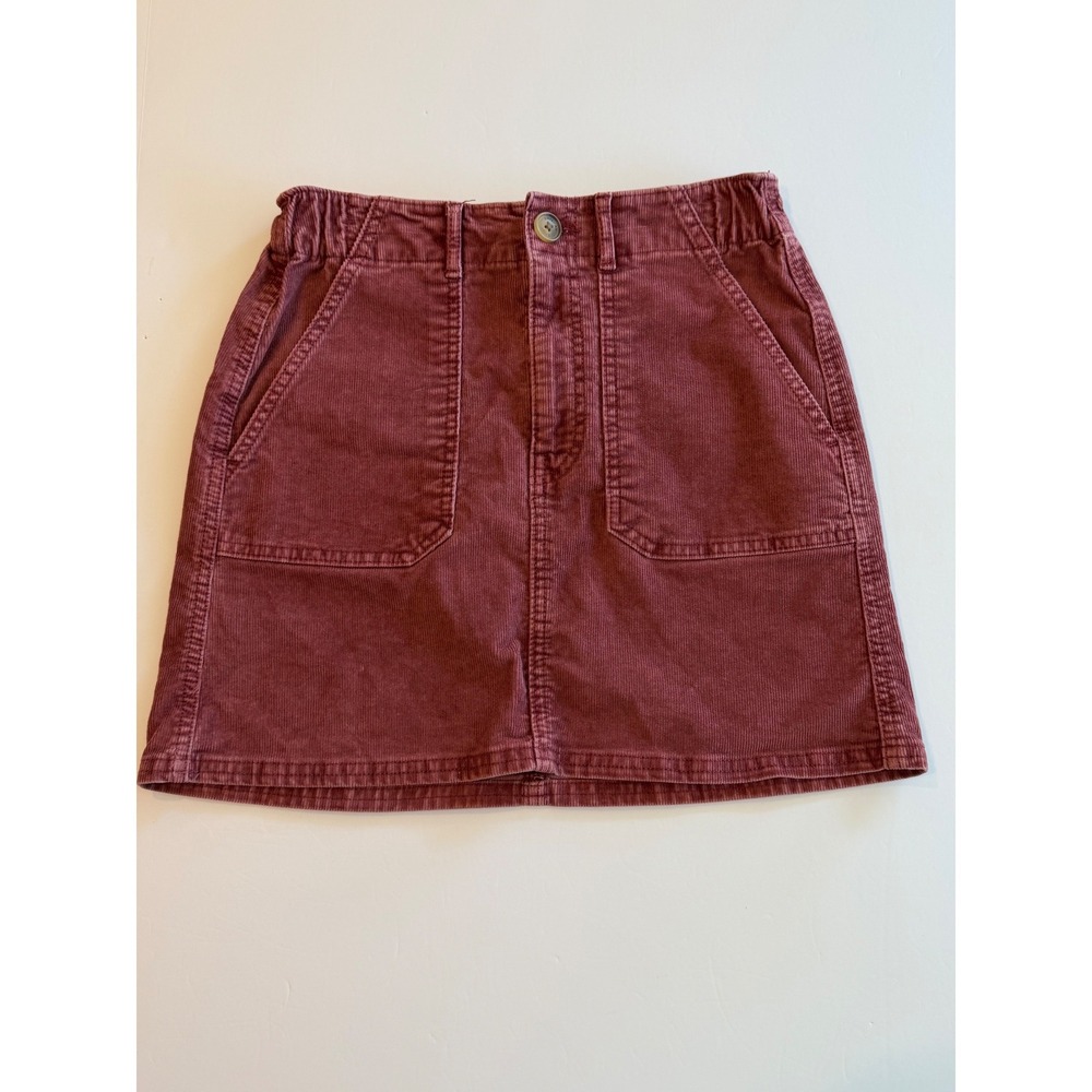 American Eagle Corduroy Mini Skirt Burgundy Wine Red Super Stretch Size 0